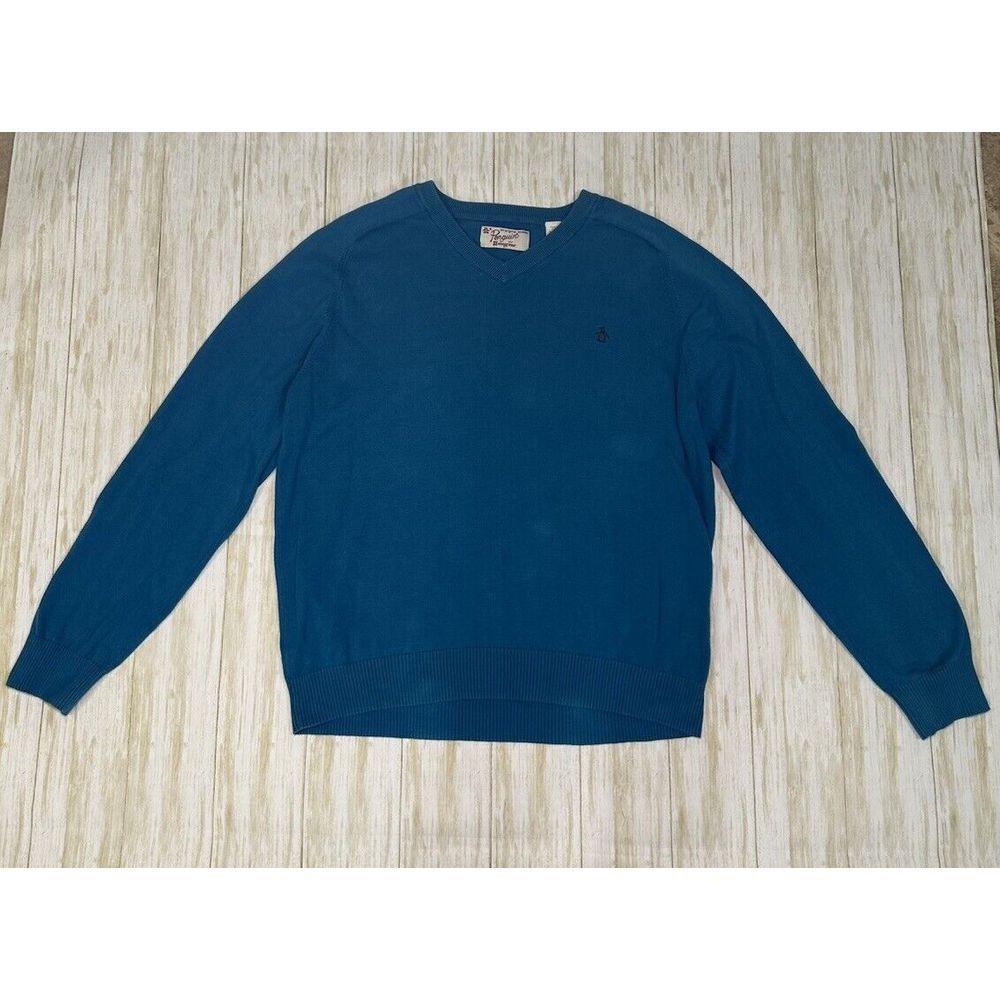 Origingal Penquin V-neck Sweater Pullover Mens‎ XXL Blue